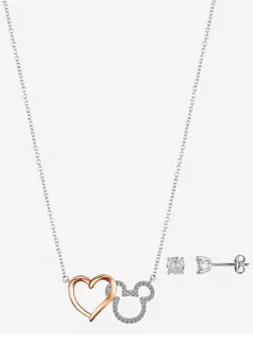 Disney Classics Jewelry | Mickey Mouse Heart Pendant Necklace & Earrings Set